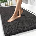 OLANLY Microfiber Bathroom Rugs 34x21, Ultra Soft Bath Mat, Dark Grey