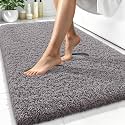 OLANLY Microfiber Bathroom Rugs 34x21, Ultra Soft Bath Mat, Light Grey