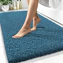 OLANLY Microfiber Bathroom Rugs 34x21, Ultra Soft Bath Mat, Peacock Blue