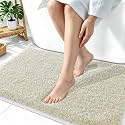 OLANLY Microfiber Bathroom Rugs 36x24, Quick Dry Bath Mat, Sand and White