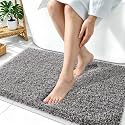 OLANLY Microfiber Bathroom Rugs 36x24, Quick Dry Mat, Dark Brown and White
