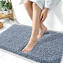 OLANLY Microfiber Bathroom Rugs 36x24, Quick Dry Bath Mat, Navy and White