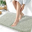 OLANLY Microfiber Bathroom Rugs 36x24, Quick Dry Mat, Sage Green and White