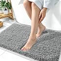 OLANLY Microfiber Bathroom Rugs 36x24, Quick Dry Mat, Dark Grey and White