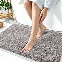 OLANLY Microfiber Bathroom Rugs 36x24, Quick Dry Bath Mat, Brown and White
