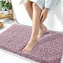 OLANLY Microfiber Bathroom Rugs 36x24, Quick Dry Mat, Burgundy and White