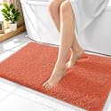 OLANLY Microfiber Bathroom Rugs 36x24, Ultra Soft Absorbent Bath Mat, Coral