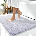 OLANLY Microfiber Bathroom Rugs 40x32, Quick Dry Mat, Lavender and White
