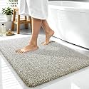 OLANLY Microfiber Bathroom Rugs 40x32, Quick Dry Mat, Moss Green and White
