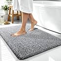 OLANLY Microfiber Bathroom Rugs 40x32, Quick Dry Bath Mat, Black and White