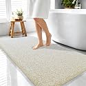 OLANLY Microfiber Bathroom Rugs 44x24, Quick Dry Bath Mat, Sand and White
