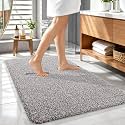 OLANLY Microfiber Bathroom Rugs 44x32, Quick Dry Bath Mat, Brown and White