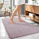 OLANLY Microfiber Bathroom Rugs 44x32, Quick Dry Mat, Burgundy and White