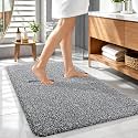 OLANLY Microfiber Bathroom Rugs 44x32, Quick Dry Bath Mat, Black and White