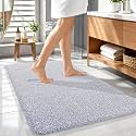OLANLY Microfiber Bathroom Rugs 44x32, Quick Dry Mat, Lavender and White