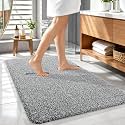 OLANLY Microfiber Bathroom Rugs 44x32, Quick Dry Mat, Dark Grey and White