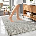 OLANLY Microfiber Bathroom Rugs 44x32, Quick Dry Mat, Moss Green and White