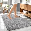 OLANLY Microfiber Bathroom Rugs 44x32, Quick Dry Mat, Dark Brown and White