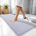 OLANLY Microfiber Bathroom Rugs 47x20, Quick Dry Mat, Lavender and White