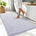 OLANLY Microfiber Bathroom Rugs 47x24, Quick Dry Mat, Lavender and White