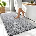 OLANLY Microfiber Bathroom Rugs 47x24, Quick Dry Bath Mat, Black and White