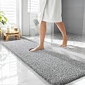 OLANLY Microfiber Bathroom Rugs 59x20, Quick Dry Mat, Dark Grey and White