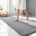 OLANLY Microfiber Bathroom Rugs 59x20, Quick Dry Bath Mat, Black and White