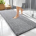 OLANLY Microfiber Bathroom Rugs 59x24, Quick Dry Bath Mat, Black and White
