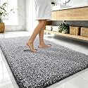 OLANLY Microfiber Bathroom Rugs 59x35, Quick Dry Bath Mat, Black and White