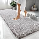 OLANLY Microfiber Bathroom Rugs 70x24, Quick Dry Bath Mat, Brown and White
