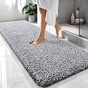 OLANLY Microfiber Bathroom Rugs 70x24, Quick Dry Bath Mat, Black and White