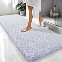 OLANLY Microfiber Bathroom Rugs 70x24, Quick Dry Mat, Lavender and White