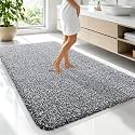 OLANLY Microfiber Bathroom Rugs 70x46, Quick Dry Bath Mat, Black and White
