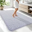 OLANLY Microfiber Bathroom Rugs 70x46, Quick Dry Mat, Lavender and White