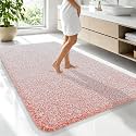 OLANLY Microfiber Bathroom Rugs 70x46, Quick Dry Bath Mat, Coral and White