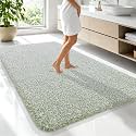 OLANLY Microfiber Bathroom Rugs 70x46, Quick Dry Mat, Sage Green and White