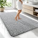 OLANLY Microfiber Bathroom Rugs 70x46, Quick Dry Mat, Dark Grey and White