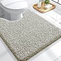 OLANLY Microfiber Bathroom Rugs U-Shaped Mats 24x20, Moss Green and White