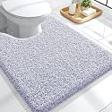 OLANLY Microfiber Bathroom Rugs U-Shaped Mats 24x20, Lavender and White