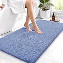 OLANLY Microfiber Bathroom Runner Rug 44x24, Soft Bath Mat, Cornflower Blue