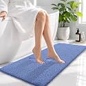 OLANLY Microfiber Bathroom Runner Rug 47x17, Soft Bath Mat, Cornflower Blue