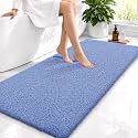 OLANLY Microfiber Bathroom Runner Rug 47x24, Soft Bath Mat, Cornflower Blue
