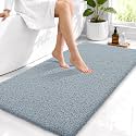 OLANLY Microfiber Bathroom Runner Rugs 44x24, Soft Bath Mat, Airy Blue