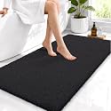 OLANLY Microfiber Bathroom Runner Rugs 44x24, Ultra Soft Bath Mat, Black