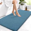 OLANLY Microfiber Bathroom Runner Rugs 44x24, Soft Bath Mat, Peacock Blue