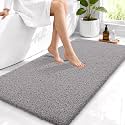 OLANLY Microfiber Bathroom Runner Rugs 44x24, Soft Bath Mat, Light Grey