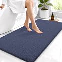 OLANLY Microfiber Bathroom Runner Rugs 44x24, Soft Absorbent Bath Mat, Navy