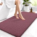 OLANLY Microfiber Bathroom Runner Rugs 44x24, Ultra Soft Bath Mat, Burgundy