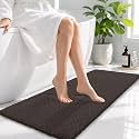 OLANLY Microfiber Bathroom Runner Rugs 47x17, Soft Bath Mat, Dark Brown