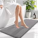 OLANLY Microfiber Bathroom Runner Rugs 47x17, Soft Bath Mat, Light Grey